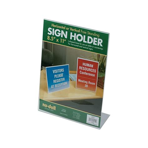 nudell sign holder 8 5 x 11 clear plastic 35485