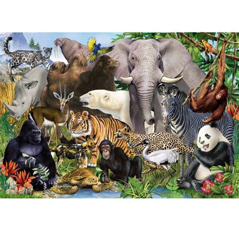 1000 Piece Puzzles Animal World Jigsaw For Adults Kids Learning