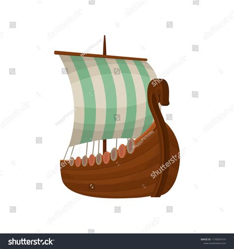 Viking Scandinavian Draccar Sails Norman Ship Stock Vector Royalty