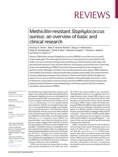 Methicillin Resistant Staphylococcus Aureus An Overview Of Basic And