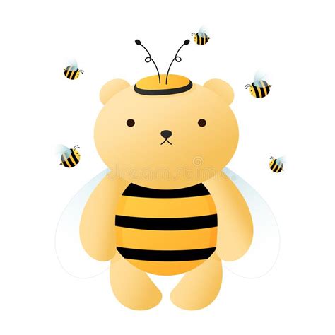 Cute Cartoon Bear And Bees Stock Vector Illustration Of Looks 262724727