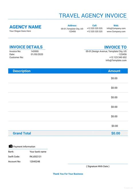 Professional Travel Agency Invoice Template Pdf Sample In 2021 Invoice