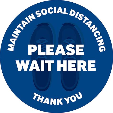 Large Social Distancing Floor Decal 5 Pack 16 Round Social