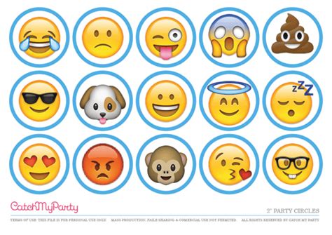 44 awesome printable emojis from free printable emoji faces , source:kittybabylove.com. Free Emoji Party Printables | Catch My Party