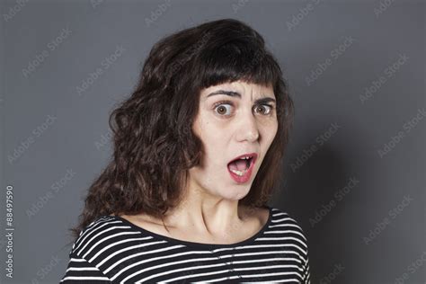 Fear Concept Unhappy 20s Woman With Brown Hair Looking Scaredstudio