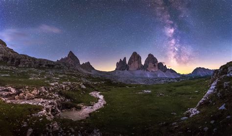 Dreamy Pixel Tre Cime Di Lavaredo Mountains Under The Milky Way