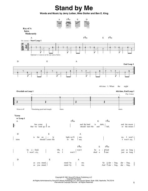 Stand By Me By Ben E King Guitar Lead Sheet Guitar Instructor