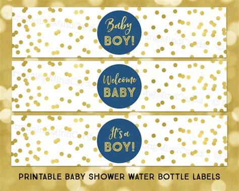 Printable Water Bottle Labels Its A Boy Baby Shower Navy Etsy Canada