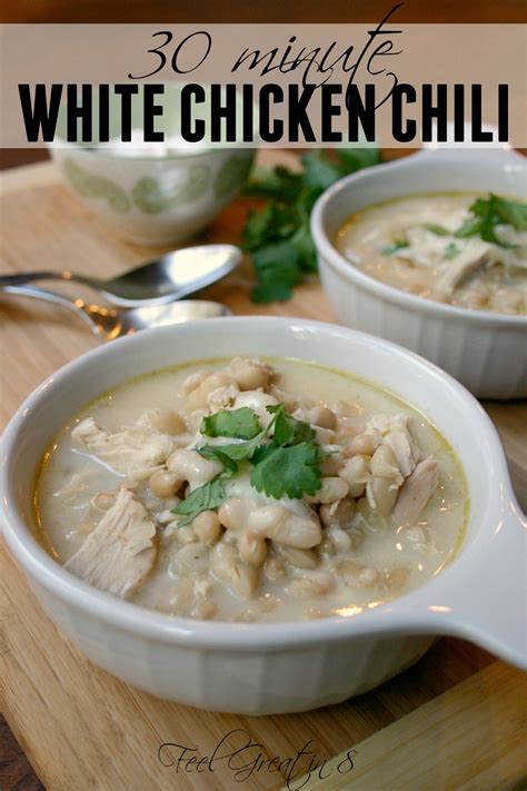 This white chicken chili recipe is easily one of my favorite things to make when the weather gets cold. 30 Minute White Chicken Chili - Feel Great in 8 Blog ...