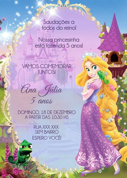 Convite Digital Princesas Disney Rapunzel Elo7
