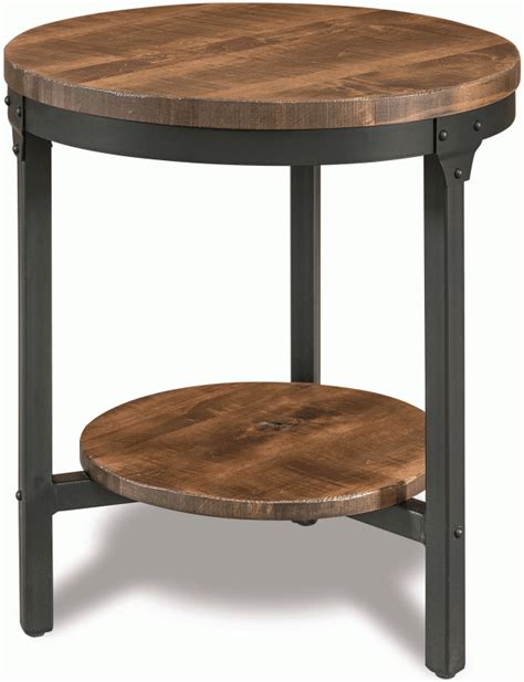 Up To 33 Off Houston 22 Round Steel Rustic End Table In Brown Maple