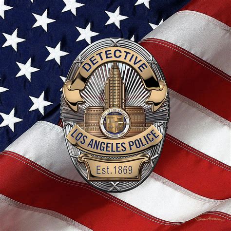 Los Angeles Police Department L A P D Detective Badge Over American