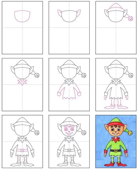 Easy How To Draw An Elf Tutorial And Elf Coloring Page