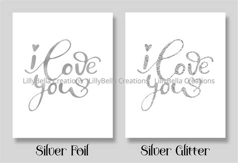 10 Foil And Glitter I Love You Digital Prints 8 X Etsy
