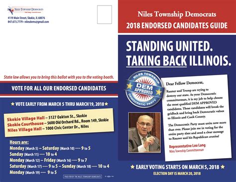 Niles Township Democrats Sample Ballot
