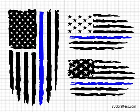 Distressed Usa Flag Cut Files For Silhouette Thin Blue Line Flag Police