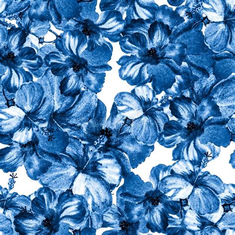 Cobalt Seamless Vintage Blue Pattern Leaves Azure Tropical