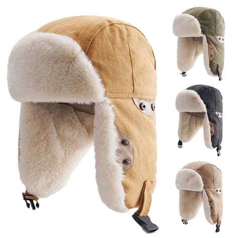 066c Bomber Cotton Winter Ski Trapper Ear Flap Hat Foldable Earmuff