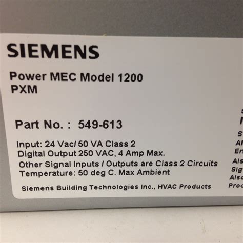 Siemens 549 613 Power Mec Model 1200 Pxm Used Removed From Working