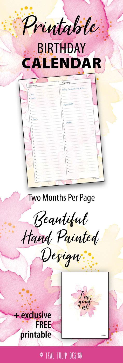 Long Term Planner Birthday Calendar Printable 12 Month Organizer Bi