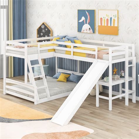 Buy Citylight L Shaped Triple Bunk Bed With Slide Twin Over Full Bunk