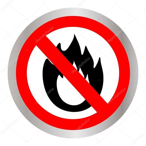 No Fire Sign Prohibition Open Flame Symbol Red Icon On White