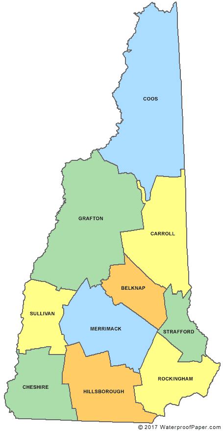 Printable New Hampshire Maps State Outline County Cities