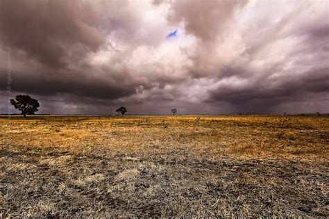 Rural Landscape Barren Fields With Storm Clouds Dragon Papillon