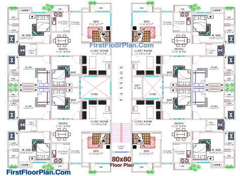 Apartment Floor Plans 5000 To 6500 Square Feet 70ft To 80ft Length
