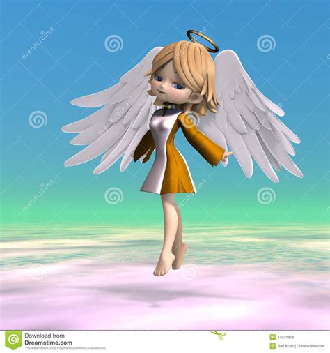 Cute Cartoon Angel With Wings And Halo 3d Royalty Free Stock