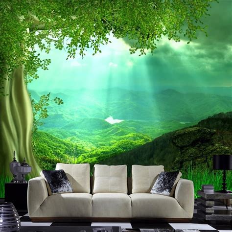 3d Nature Wall Art Setting For Living Room Wallpaper Non