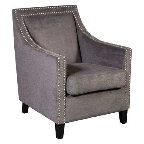 Traditional Grey Accent Arm Chair With Nail Head Trim