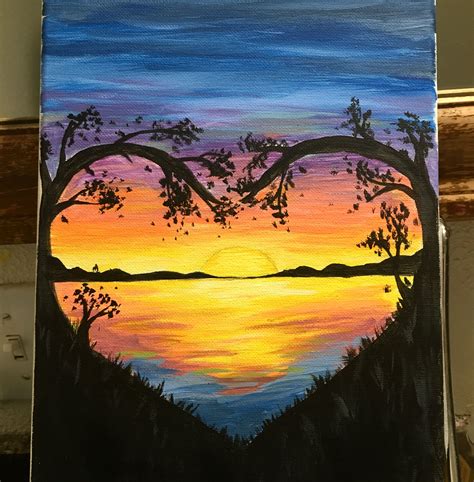 Sunset Painting Romantic Sunset Painting Simple Canvas Paintings