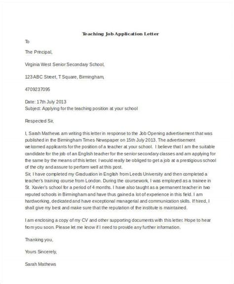 Substitute teacher cover letter examples samples templates. 22+ Application Letter Templates in Doc | Free & Premium Templates