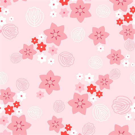 Seamless Background Of Pink Sakura Blossom Or Japanese Flowering Cherry