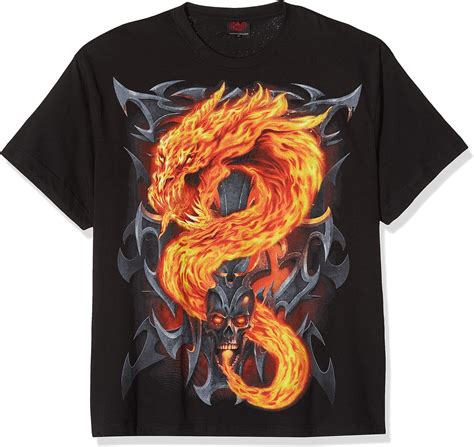 Spiral Mens Fire Dragon T Shirt Black Xl Clothing