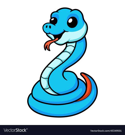 Cute Blue Snake Viper Cartoon Royalty Free Vector Image
