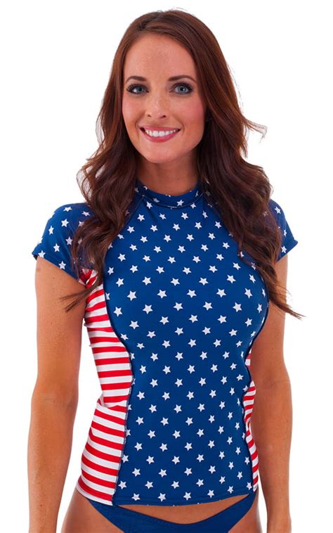 Womens Watersport Rash Guard In Stars And Stripes By Skinz