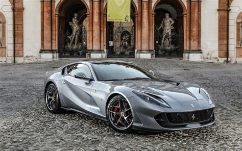 It boasts a 6.5 liter engine and has a power capacity of 800 metric horsepower which accelerates the vehicle to 100km/h in 2.9 seconds. Download wallpapers Ferrari 812 Superfast, 2020, front view, gray sports coupe, gray 812 ...