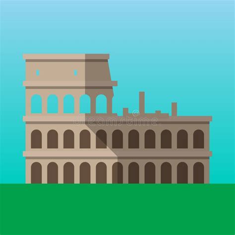 Colosseo A Illustrazione Di Vettore Di Roma Italia Icona Piana Di