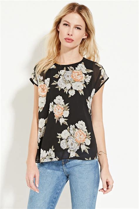 Floral Print Top Forever 21 2000169384 Forever21 Tops Floral Print Tops Fashion