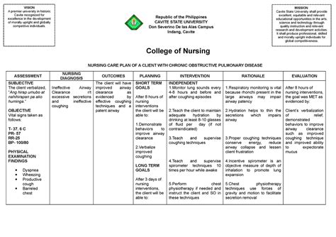 Nursing Care Plan Copd Ncp On Copd College Of Nursing Nursing Care