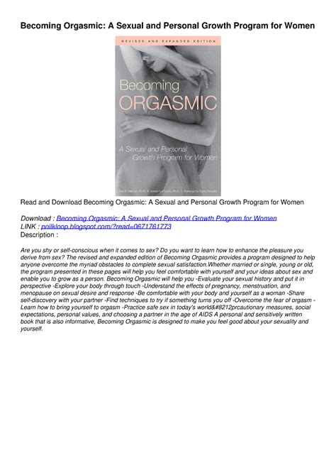 Pdf Kindle Download Becoming Orgasmic A Sexual And Personal Growth Program For Becoming