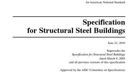 Ansi Aisc 360 10 Specification For Structural Steel Buildingspdf