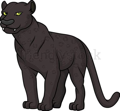 Wild Black Panther Cartoon Clipart Vector Friendlystock