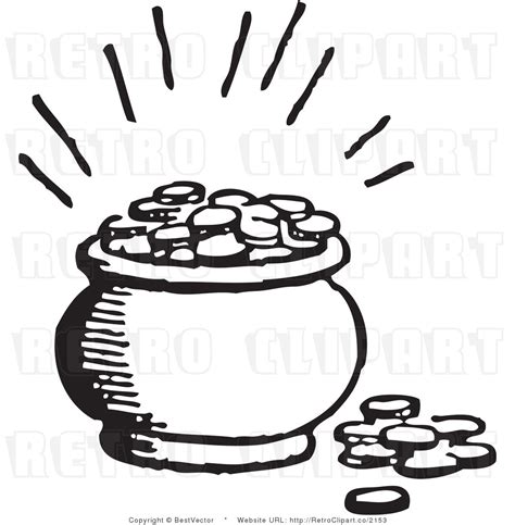 Royalty Free Black And White Retro Vector Clip Art Of A Full Pot Of