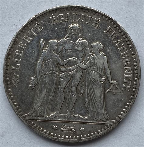 1876 France Silver Five Francs M J Hughes Coins