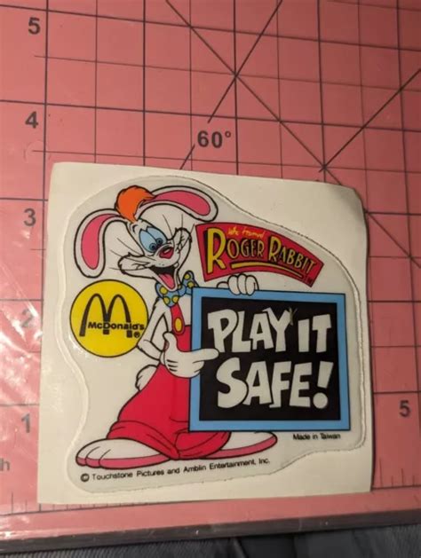 VINTAGE MCDONALD S PUFFY Stickers Roger Rabbit Play It Safe Storage
