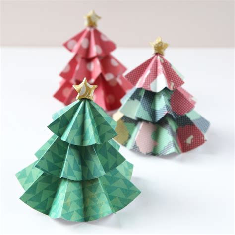 Diy Paper Christmas Trees Topped With Origami Stars Gathering Beauty