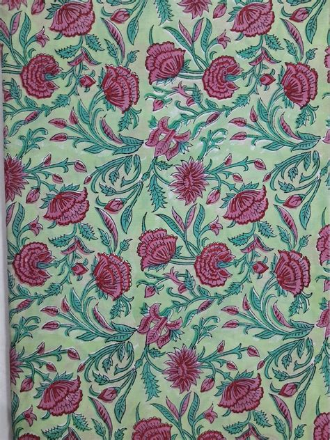 Indian Hand Block Print Fabric Pure Cotton Fabric Natural Etsy